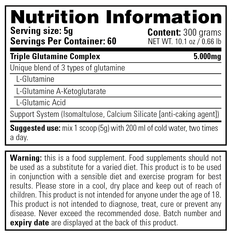 Complete Glutamine — Nutrition Information
