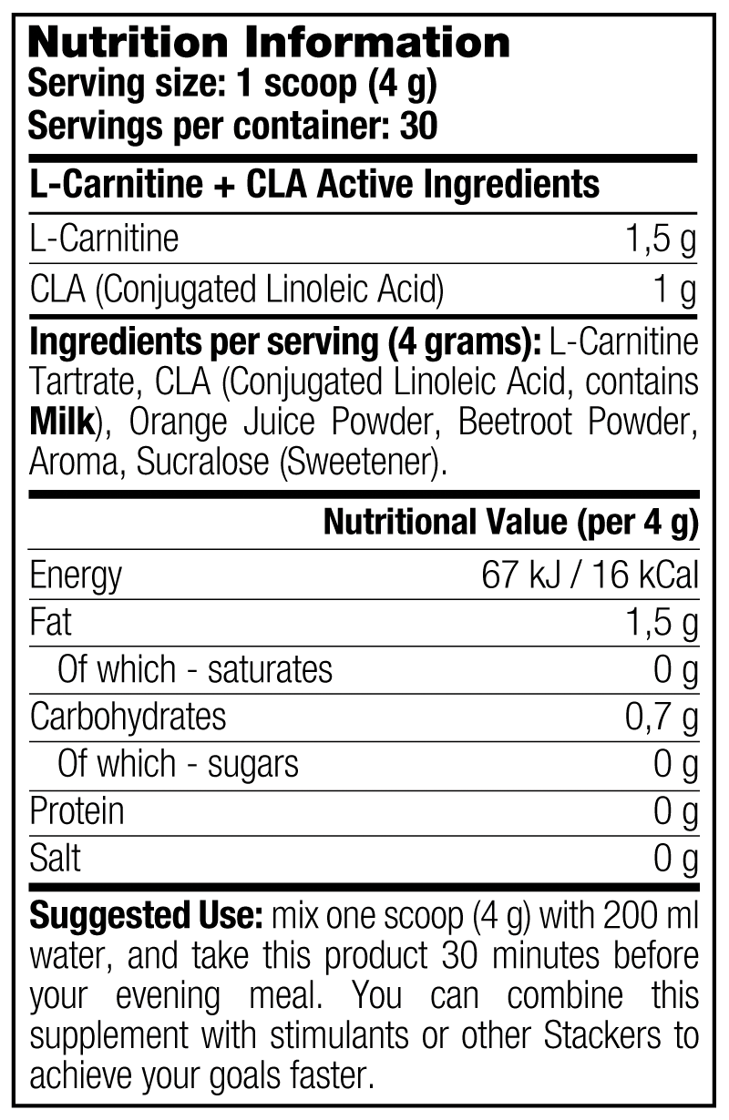 Carnitine + CLA — Nutrition Information