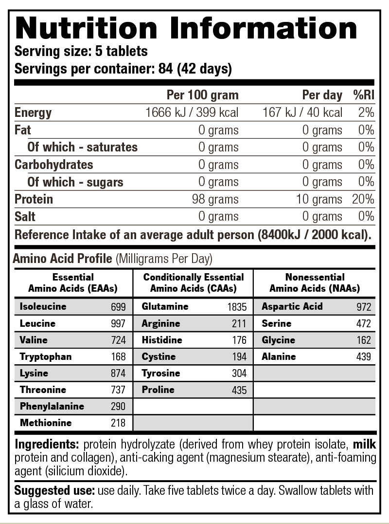 Amino Xplode 10,000 — Nutrition Information
